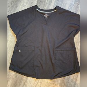 Women's Climate Right Cuddle Duds Black Scrubs Top Size L